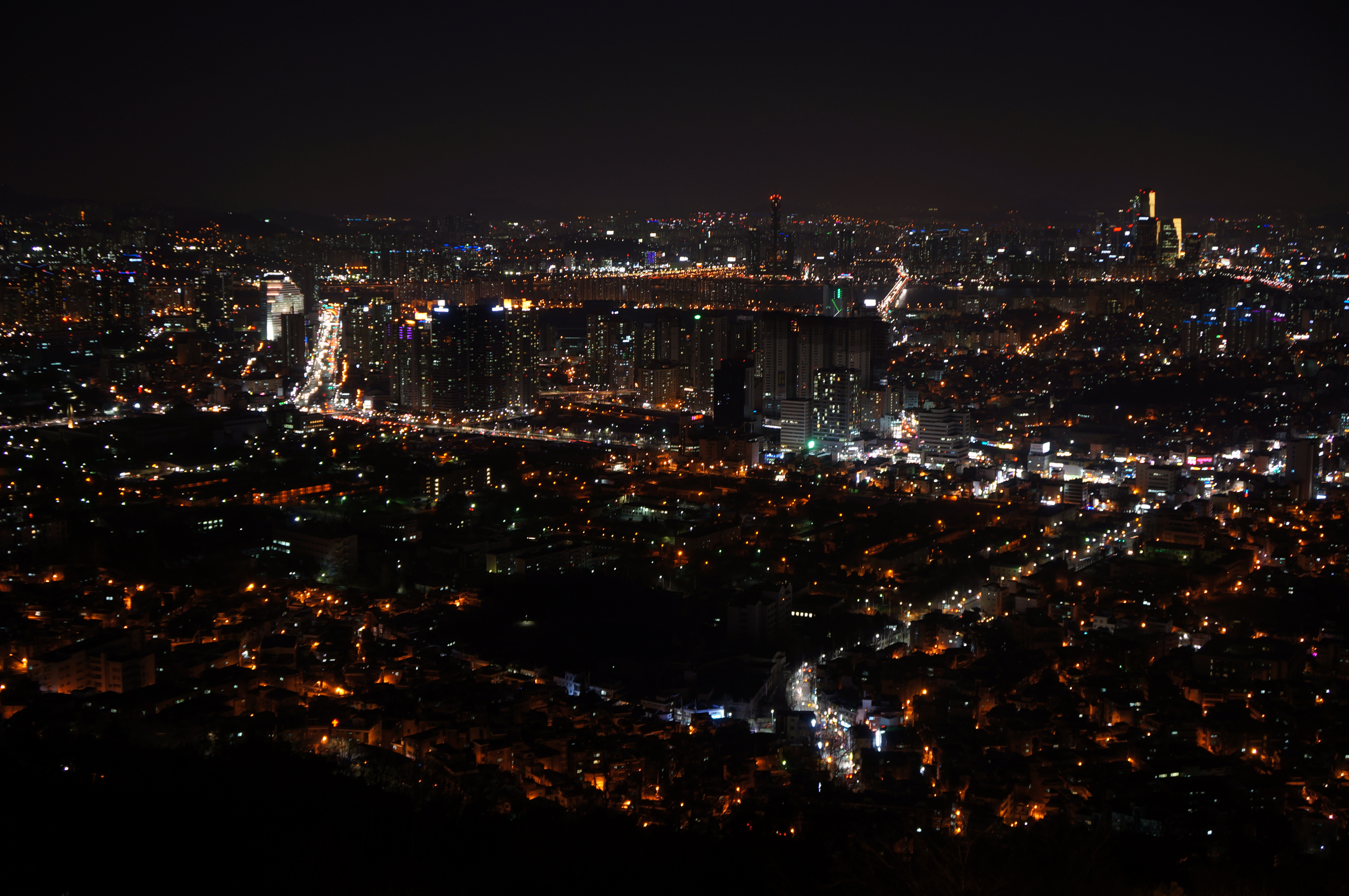 Seoul’s illuminated skyline and streets at night